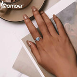 925 Silver Heart Ring Snake Pattern Adjustable Women's Jewelry Gift