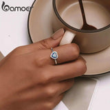 925 Silver Heart Ring Snake Pattern Adjustable Women's Jewelry Gift