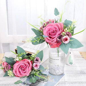 Artificial Big Rose Flower Home Wedding Garden Decoration Long Branch Bouquet