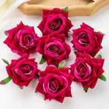 10pcs Velvet Rose Head Silk Flower Wedding Home Decoration