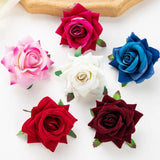 10pcs Velvet Rose Head Silk Flower Wedding Home Decoration