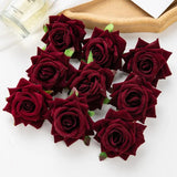 10pcs Velvet Rose Head Silk Flower Wedding Home Decoration