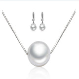 925 Silver Necklace Earrings Set with 10MM Pearl