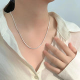 S925 Square Snake Bone Clavicle Chain for Women