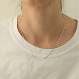 S925 Square Snake Bone Clavicle Chain for Women