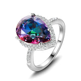 S925 Silver Rainbow Topaz Dripping Ring Wedding Jewelry