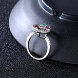S925 Silver Rainbow Topaz Dripping Ring Wedding Jewelry