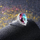 S925 Silver Rainbow Topaz Dripping Ring Wedding Jewelry