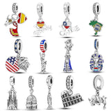 Bamela Sterling Silver Bullfighting Charm Love Spain Bead Bracelet