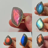 Adjustable Labradorite Stone Finger Ring