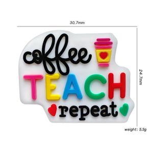 10pc TEACH Silicone Beads Teether Food-Grade Chewing Teeth DIY Chain