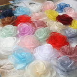 10 Pcs Chiffon Organza Rose Flower Fabric Flower Patch DIY Crafts