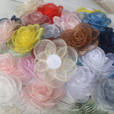 10 Pcs Chiffon Organza Rose Flower Fabric Flower Patch DIY Crafts