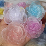 10 Pcs Chiffon Organza Rose Flower Fabric Flower Patch DIY Crafts