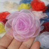 10 Pcs Chiffon Organza Rose Flower Fabric Flower Patch DIY Crafts