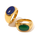 Youthway Oval Lapis Lazuli Stone Ring Waterproof Jewelry