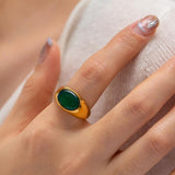 Youthway Oval Lapis Lazuli Stone Ring Waterproof Jewelry