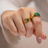 Youthway Oval Lapis Lazuli Stone Ring Waterproof Jewelry