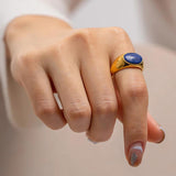 Youthway Oval Lapis Lazuli Stone Ring Waterproof Jewelry