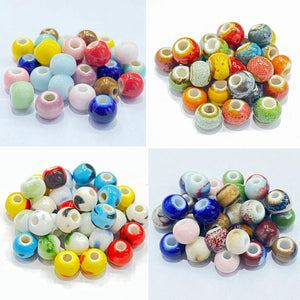 200pcs 50 Different-Colors Round Spacer Beads Ceramic Porcelain 6MM DIY Jewelry