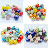 200pcs 50 Different-Colors Round Spacer Beads Ceramic Porcelain 6MM DIY Jewelry