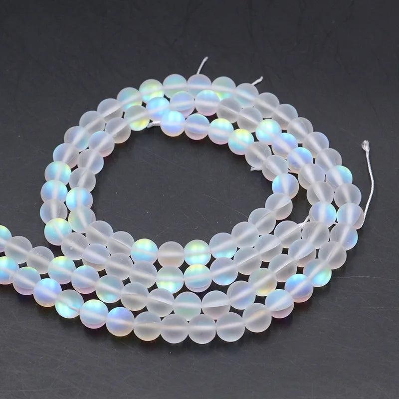 6MM Matte Flash Mermaid Bead DIY Round Glitter Moonstone Bracelet
