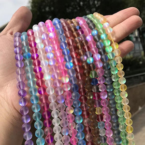 6MM Matte Flash Mermaid Bead DIY Round Glitter Moonstone Bracelet