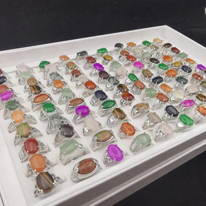 10Pcs/Lot Multicolored Stone Finger Rings For Women Jewelry