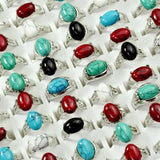 10Pcs/Lot Multicolored Stone Finger Rings For Women Jewelry