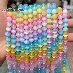 Dyed Selenite Stone Beads 8mm Round Gypsum Loose Spacer Bead Jewelry Making
