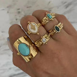 Vintage Stainless Steel Shell Evil Eyes Ring For Women