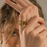 Vintage Stainless Steel Shell Evil Eyes Ring For Women