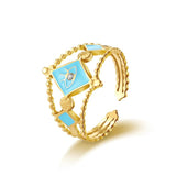 Vintage Stainless Steel Shell Evil Eyes Ring For Women