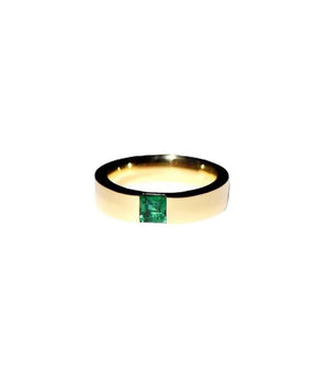 Emerald Ring Green Zircon Stainless Steel Women Engagement Jewelry