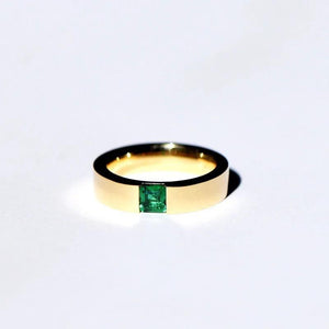Emerald Ring Green Zircon Stainless Steel Women Engagement Jewelry