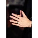 Emerald Ring Green Zircon Stainless Steel Women Engagement Jewelry