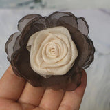 5PCS Chiffon Organza Satin Fabric Rose Flower DIY Accessories