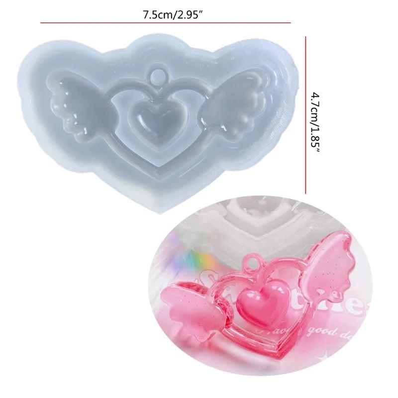 3D Love Wings Quicksand Mold Pendant Silicone Mold DIY Resin Casting Mold