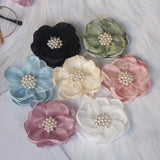 5PCS 7.5CM Chiffon Organza Rose Flower With Beads Center DIY Wedding Skirt