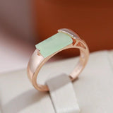 Vintage Style Square Zircon Ring for Women, Mist Green 585 Jewelry
