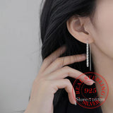 925 Sterling Silver Tassel Long Drop Earring for Women Piercing Jewelry