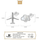 Real 925 Sterling Silver Clouds Plane Stud Earrings For Women Wedding Party