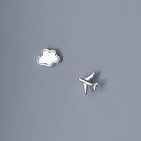 Real 925 Sterling Silver Clouds Plane Stud Earrings For Women Wedding Party