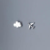 Real 925 Sterling Silver Clouds Plane Stud Earrings For Women Wedding Party