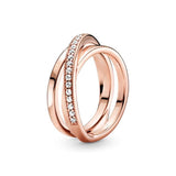 925 Silver Round Crystal Ring Heart Wishbone Engagement Wedding Rings