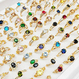 20pcs/Lot Big Zircon Rhinestone Finger Rings For Women Mix Style Wedding