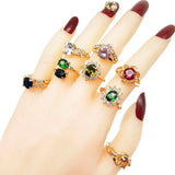 20pcs/Lot Big Zircon Rhinestone Finger Rings For Women Mix Style Wedding