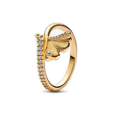 925 Sterling Silver Star Round Wave Charm Ring Ladies Engagement Gift