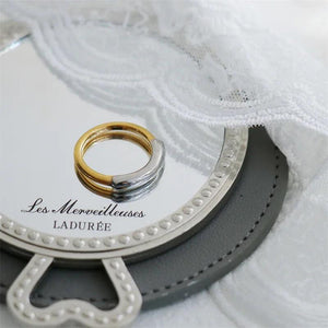 Minimalism Stainless Steel Two-color Splicing Rings 18K Geometric Round Circle