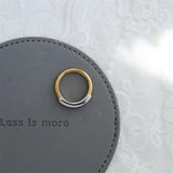 Minimalism Stainless Steel Two-color Splicing Rings 18K Geometric Round Circle